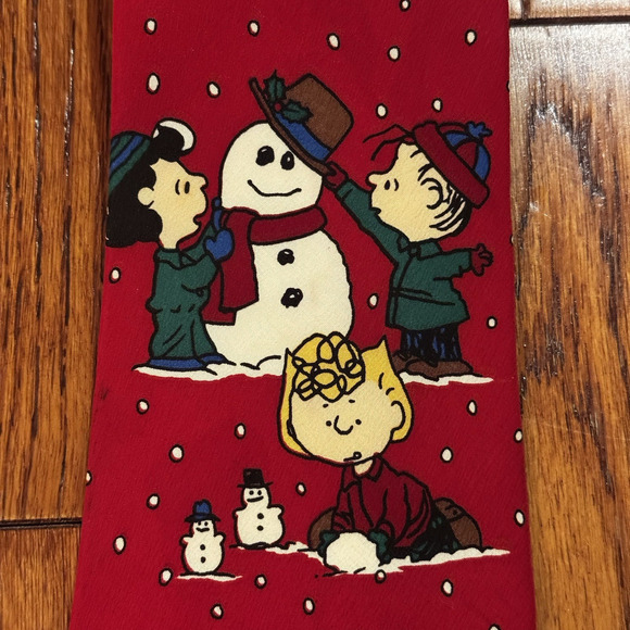 Vintage Peanuts "Happy Holidays" Silk Tie Christmas Made USA Snoopy Woodstock - Picture 4 of 10